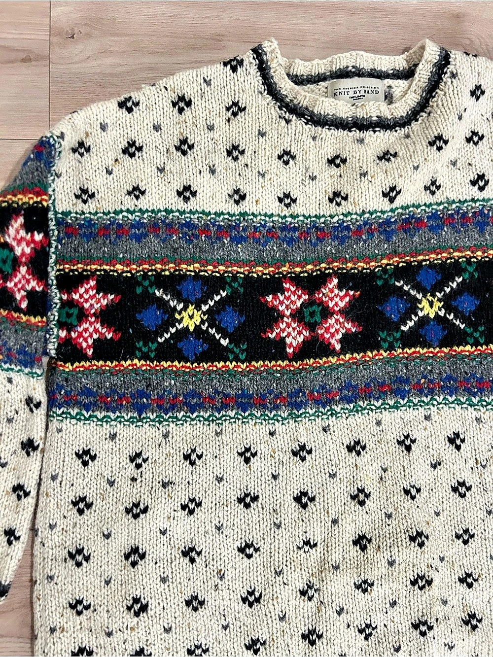 Vintage The Limited The America Collection Hand Knit Wool Nordic Sweater - Picture 3 of 5